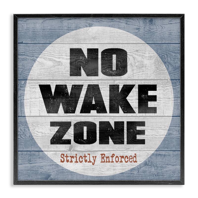Stupell No Wake Zone Beach Plank Framed Giclee Texturized Art, 12 x 1.5 x 12, Made in USA - 12 x 12 - Black