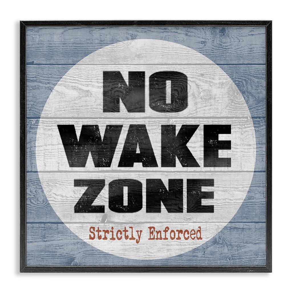 Stupell No Wake Zone Beach Plank Framed Giclee Texturized Art, 12 x 1.5 x 12, Made in USA