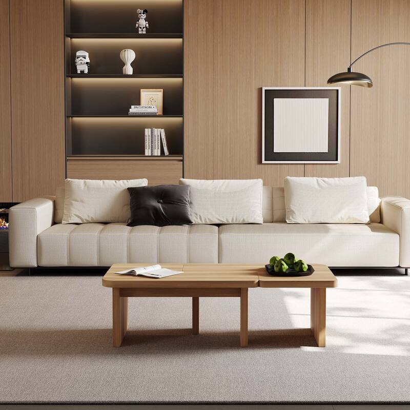 Modern Wood Coffee table, Mid Century Wood Side Table for Living Room, 2 Pieces - Light Brown