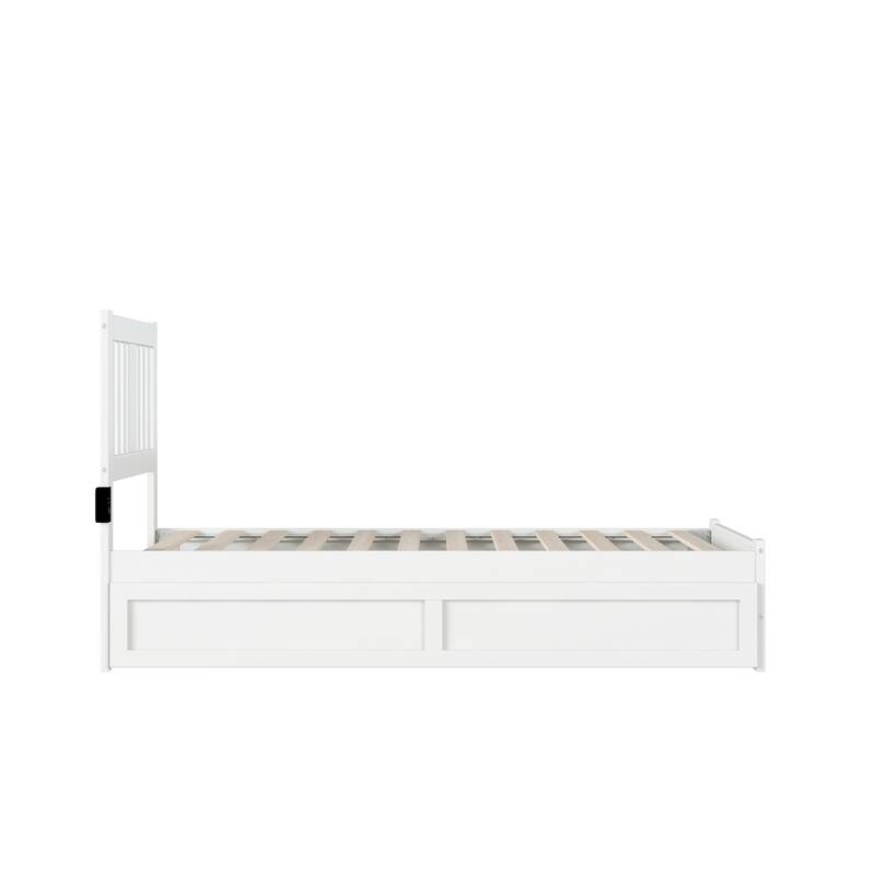 Tahoe Twin Platform Bed with Twin Trundle in White