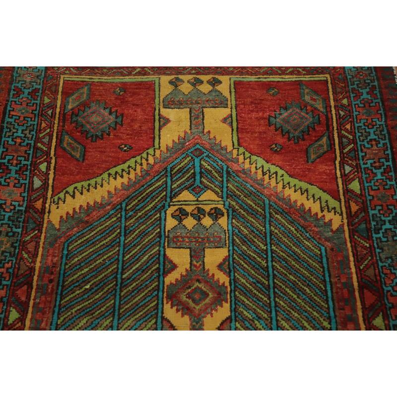 Hand Knotted Oriental 100% Wool Carpet Traditional Geometric Oranges & Rust Ardebil Runner Rug - 11' 4'' X 3' 2''
