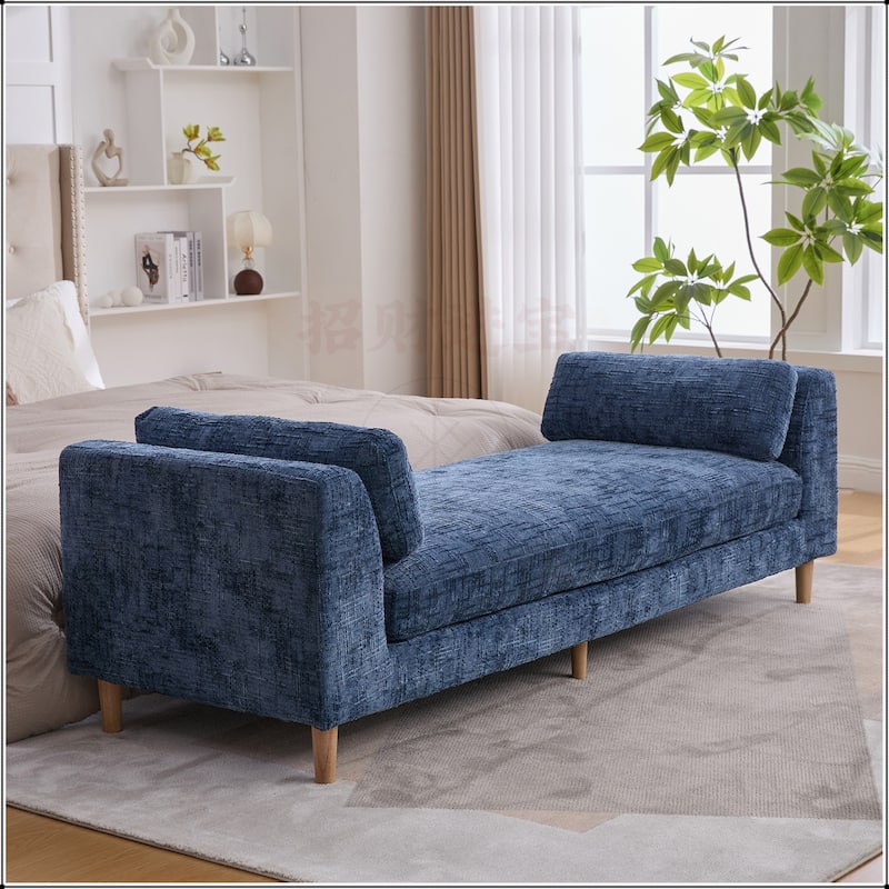 83.1"Wide Chenille Upholstered End of Bed Bench with Armrests
