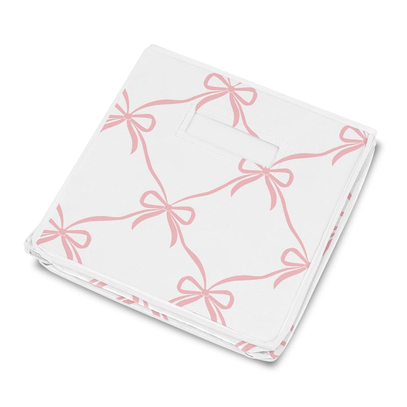 Sweet Jojo Designs Pink Bows Girl Kids Fabric Toy Bin Storage - Elegant Bow for the Ballerina Ballet Dancer Princess Collection