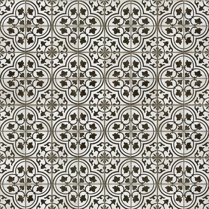 Merola Tile Kings Ornate Nero 17-5/8" x 17-5/8" Ceramic Floor and Wall Tile