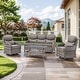 preview thumbnail 27 of 187, Outdoor Patio Sofa Swivel Chair with 6-Inch Thick Cushions Set 4PCS Sofa w/ Swivel Chair Table - Grey Wicker Grey Cushion