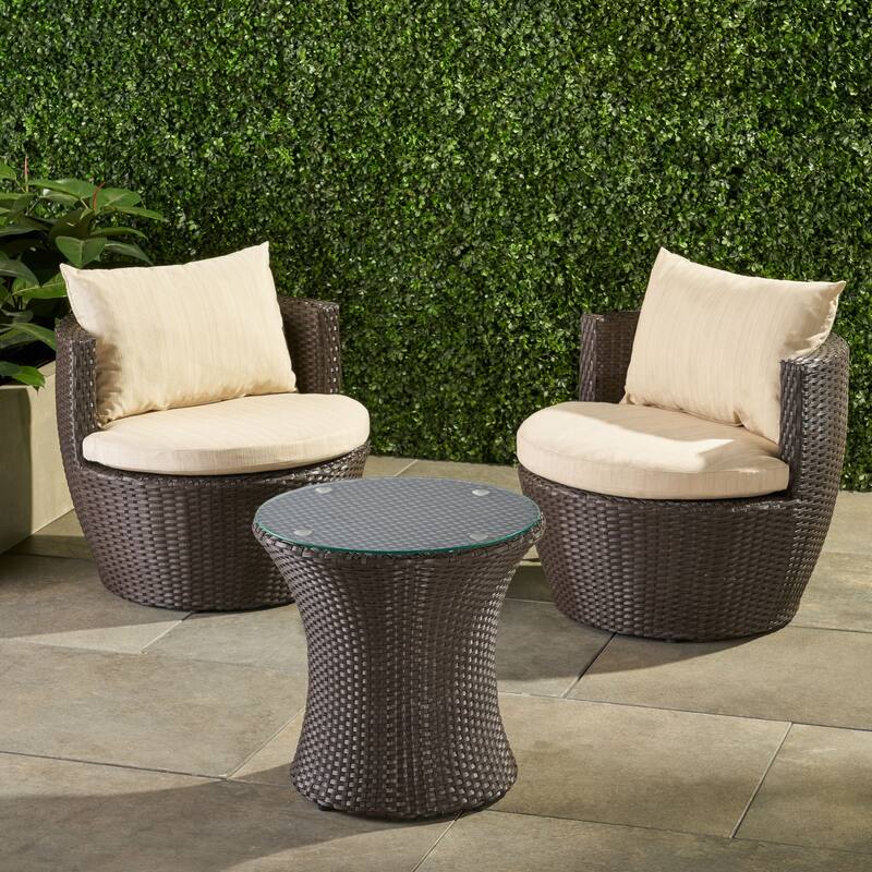 Comfortable 3-Piece Outdoor Chat Set for Relaxing and Socializing - Brown