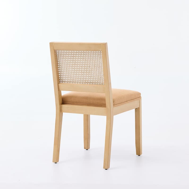 Farmhouse Rattan Dining Chairs Set of 2,Kitchen & Dining Room Chairs, Cane Upholstered Kitchen Side Chair with Hardwood Frame