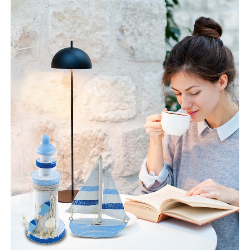CoTa Global Light Blue Stripes Collection - Tabletop Centerpiece- 3 Pc