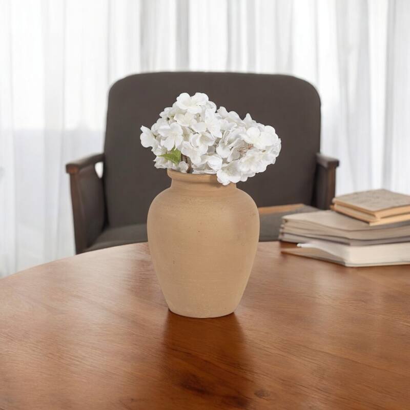 Decorative Round Pottery Vase for Home Decor - Brown - 10.20"