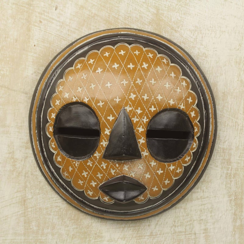 Handmade Nap Time African wood mask (Ghana)