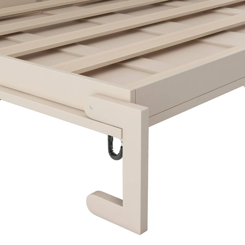 Full Size Murphy Bed Space Saving Cube Cabinet Bed Frame with Top Storage Bookcase Cabinets, Foldable Platform Bed Frame