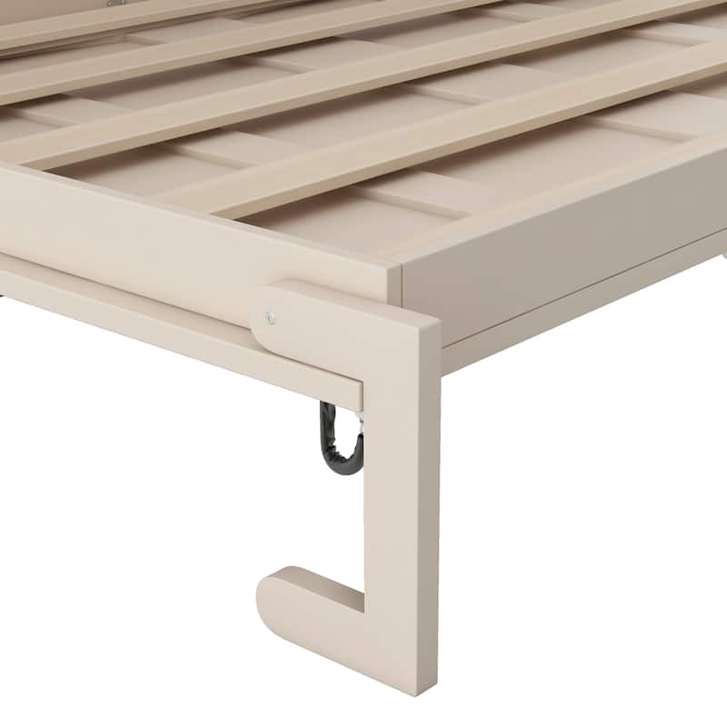 Murphy Bed Space Saving Cube Cabinet Bed with Top Storage Bookcase Cabinets, Foldable Platform Bed Frame