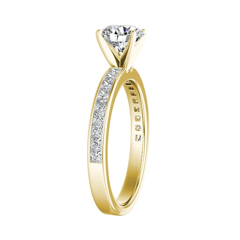 Auriya 14k Gold Round Moissanite Engagement Ring 1 1/4ctw