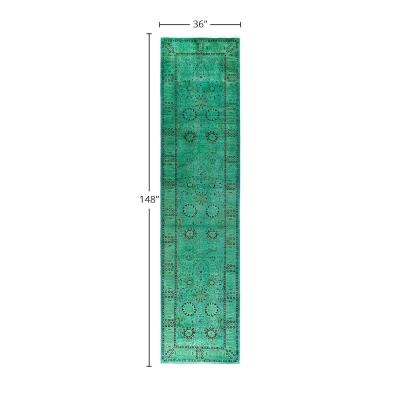 Contemporary Overdyed Wool Hand Knotted Runner - 3' 0" x 12' 4"