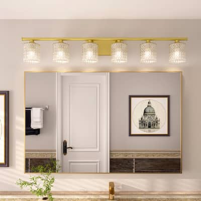 Acroma 6-light Modern Statement Crystal Bathroom Vanity Light - 45 inches
