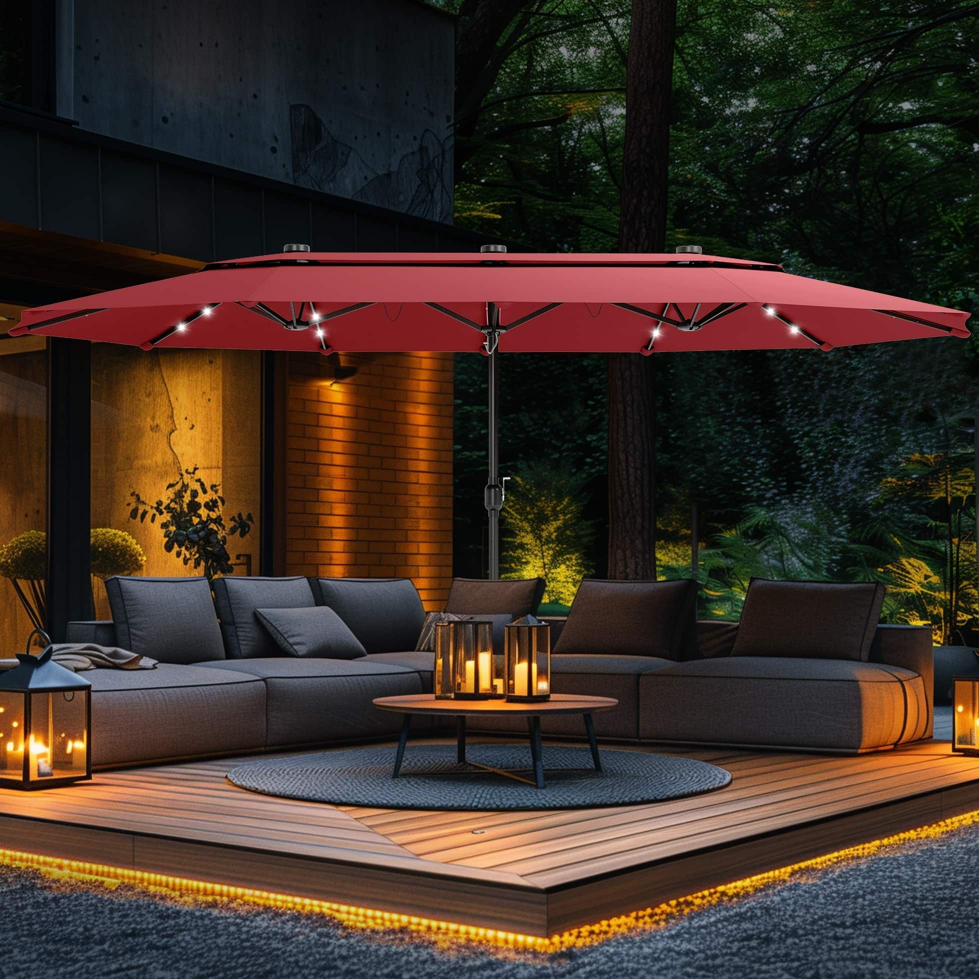 giant patio umbrellas Summit Living 13 ft Large Umbrella Double-Sided Rectangular Outd summitlivin The solar MAISON ARTS 15ft 2-Tier Vented