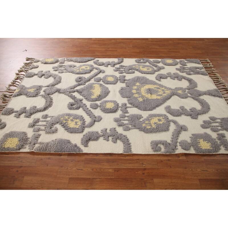 Moroccan Oriental Area Rug Hand-Knotted Wool Carpet - 5'2"x 7'11"