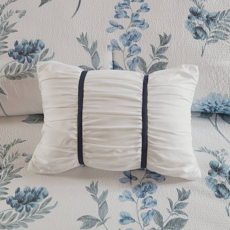 GDF Studio - Zennia 7 Piece Printed Seersucker Comforter Set with Throw Blanket