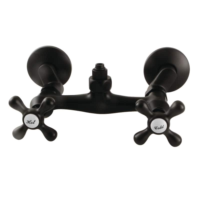Kingston Brass Vintage Wall Mount Tub Filler Faucet with Riser Adapter - Matte Black