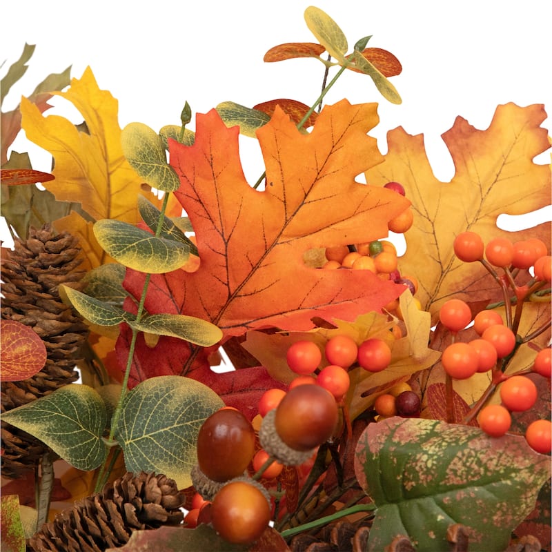 Maple Leaves and Pinecone Fall Harvest Artificial Wreath - 30" - Unlit