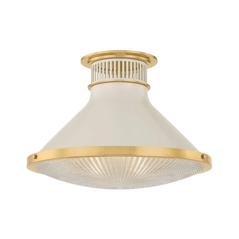Hudson Valley Lighting MDS2403 Highclere 18" Wide Semi-Flush Ceiling - Aged Brass / Off-White