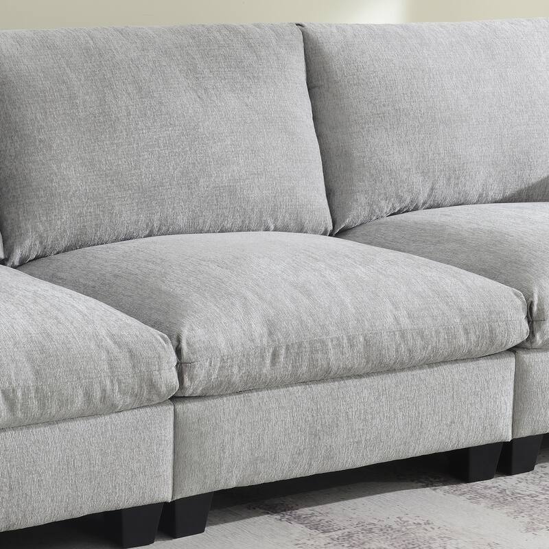 96" Chenille Smart Sectional Sofa with Bluetooth & USB