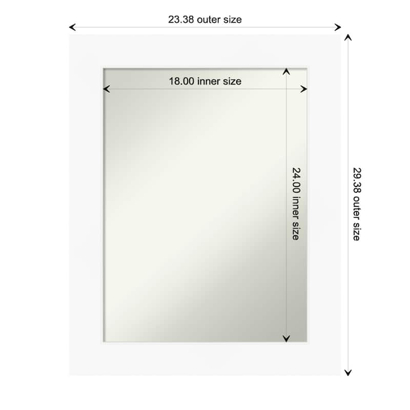 Non-Beveled Bathroom Wall Mirror - Cabinet White Frame - 23 x 29 in - Cabinet White