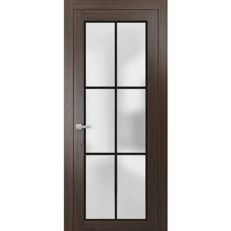 Solid French Door 18 x 80 Planum 2122 Chocolate Ash| Bathroom - Grey - 18" x 96"