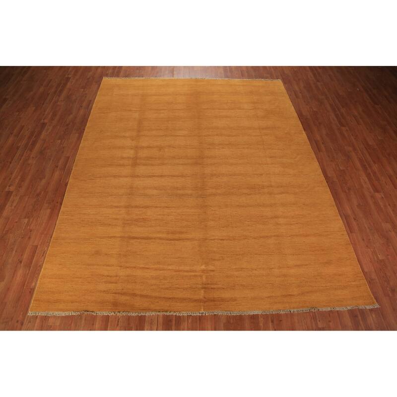 Yellow Gold Modern Gabbeh Oriental Area Rug Handmade Wool Carpet - 8'3" x 9'11"