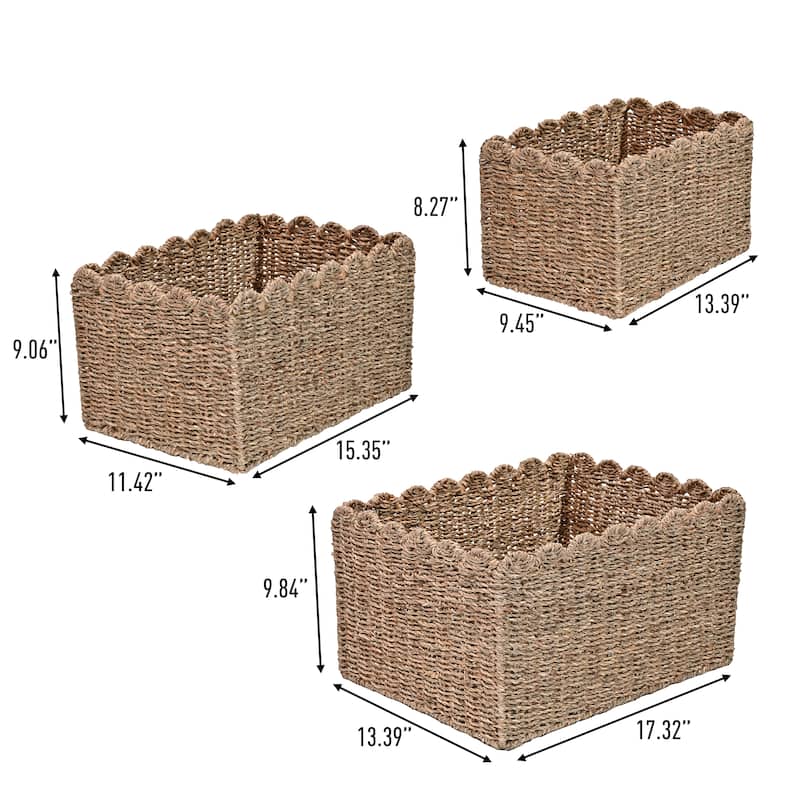 Arden Cottage Rectangular Organizing Storage Baskets (Set 3)