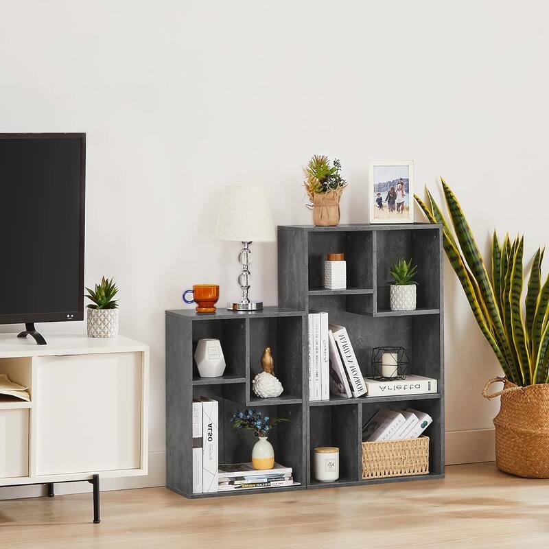 VECELO Wide Wood Organizer Bookcase Sets