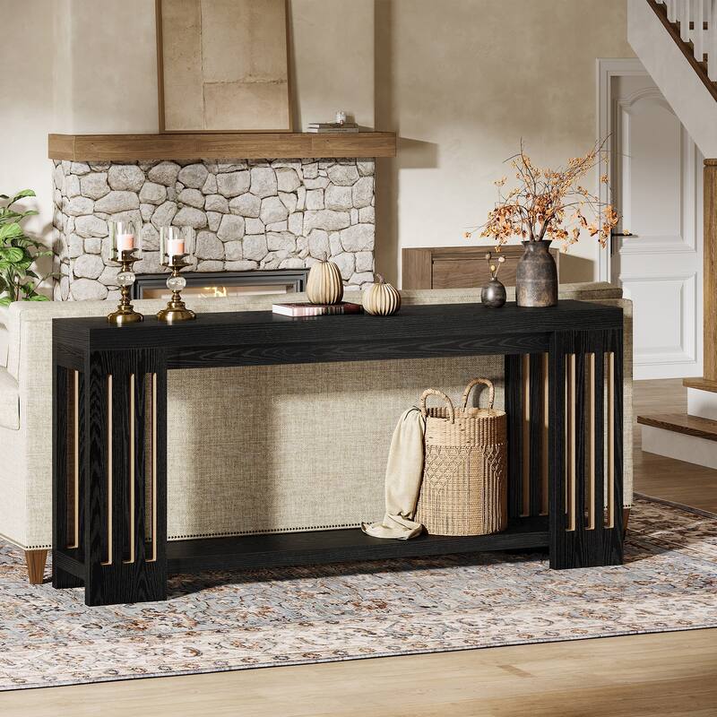 70.9-Inch Console Table, 2-Tier Sofa Table, Long Entryway Table for Living Room, Hallway, Entrance, Foyer