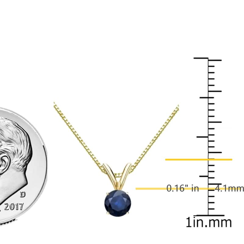 Auriya 14K Gold 1/4ct Blue Sapphire Solitaire Necklace with Adjustable Chain