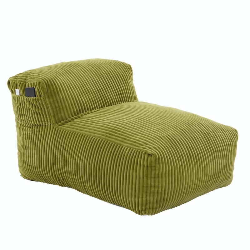Large Memory Foam Bean Bag Chair for Adults, Corduroy Lounger Sofa with Ottoman