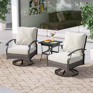 3-Piece Outdoor Swivel wicker Bistro Set