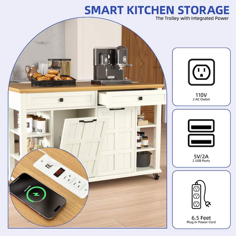 Moasis Kitchen Island with Drop Leaf and Rolling Cart on Wheels for Kitchen or Dining Room