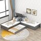 preview thumbnail 1 of 16, L-shaped Platform Twin Bed with built-in Flip Square Table and Trundle and Drawers Linked. Grey