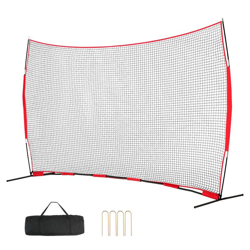16 x 10 Feet Portable Sports Barrier Netting with Powder Coated Steel Pipe Base and Carry Bag