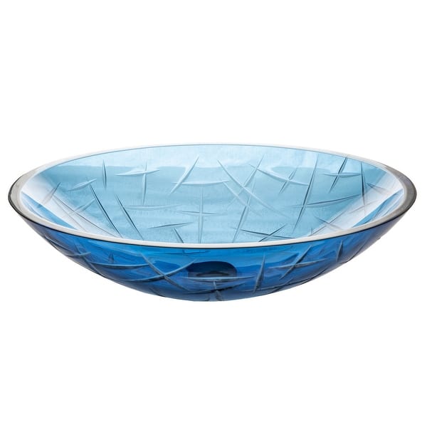 slide 2 of 6, Eden Bath Blue Crystal Oval Glass Vessel Sink