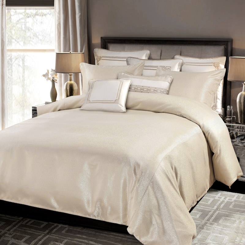 HiEnd Accents Marilyn Modern Bubble Metallic Jacquard Duvet Cover Set, 3PC - Gold - King