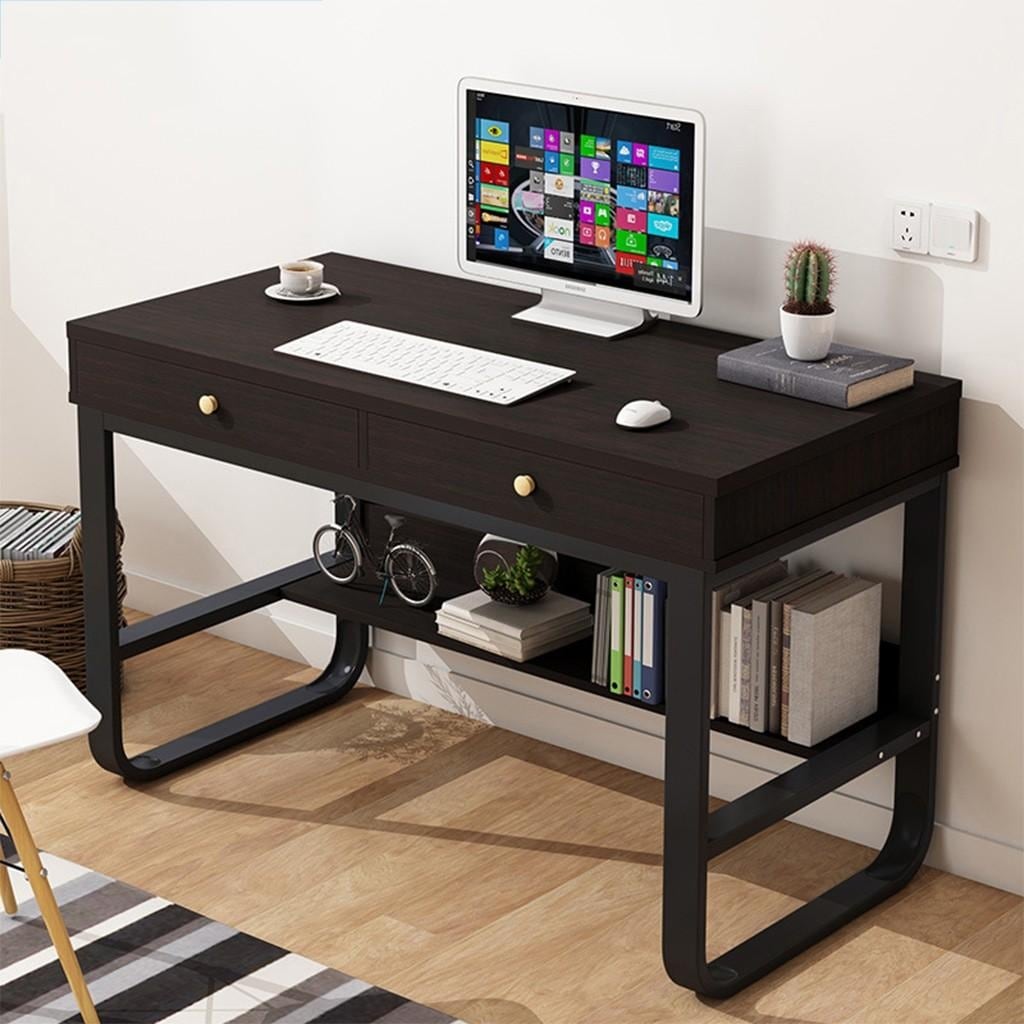 Modern Computer Desk Laptop Office Table Study Table Workstation With 2 Drawers 