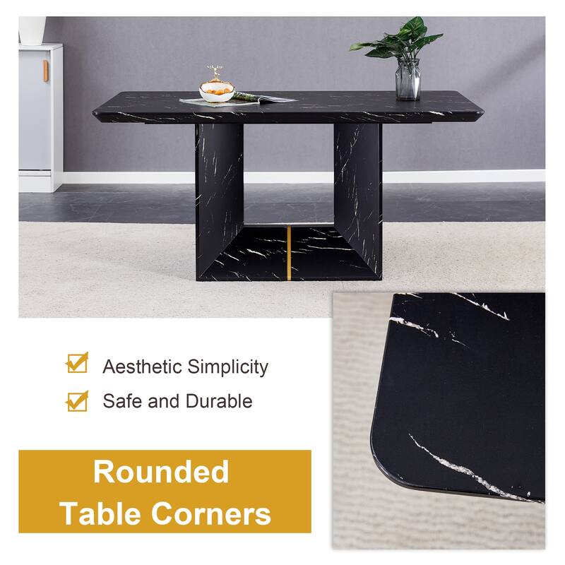 Modern 5-Piece Dining Set with Rectangular Table & Widened Backrest Chairs