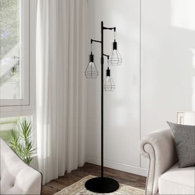 3 Light Industrial Floor Lamp Farmhouse Standing Lamps