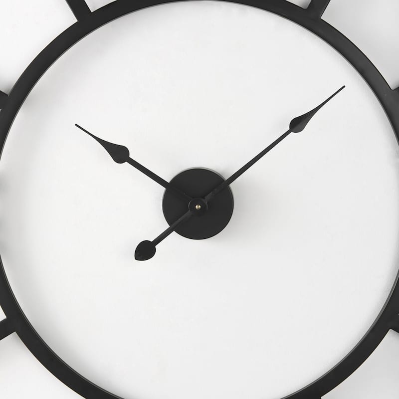Stoke Matte Black Iron 42" Round Wall Clock - 42.1"W x 2.1"D x 42.1"H