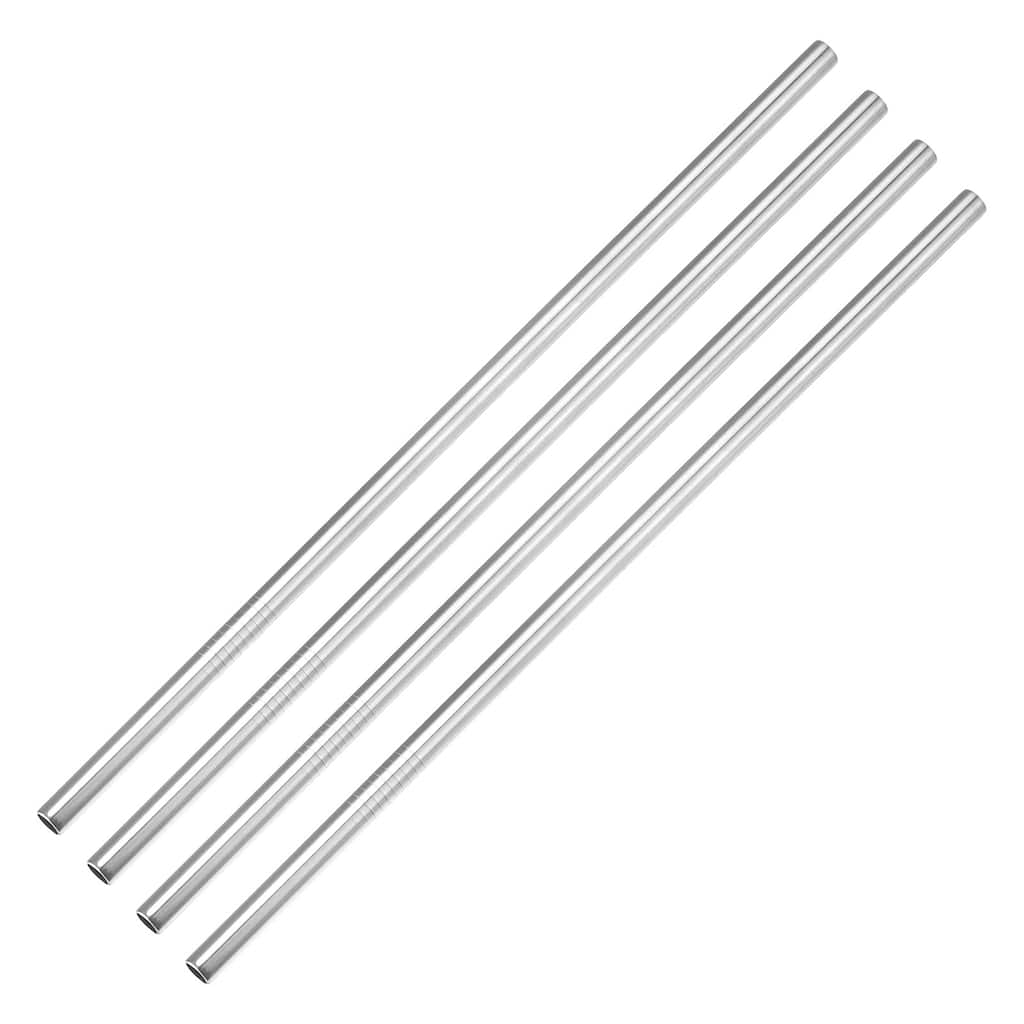 Reusable Metal Straws 4Pcs, Straight Drinking Straw 10.5"x0.3" Silver