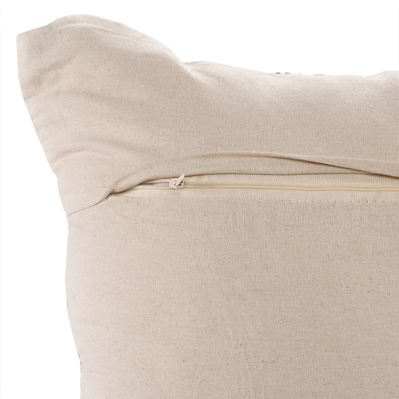 Hand Woven Abstract Square Throw Pillow - 20" - Brown and White