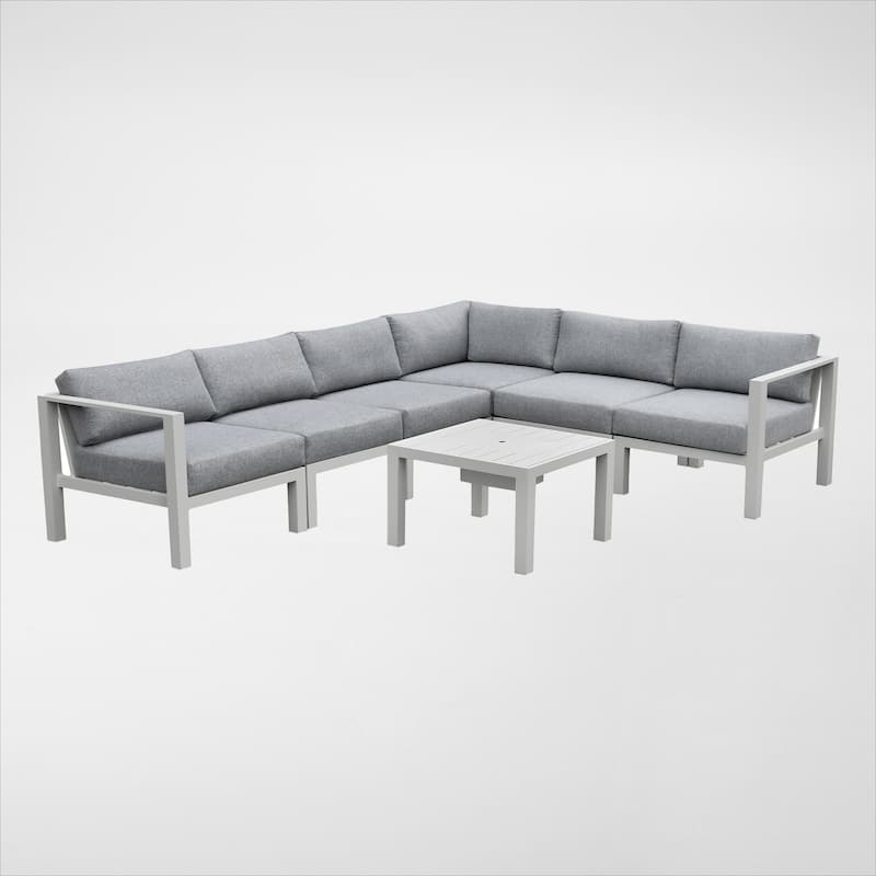 Nash Outdoor Seating Set - Buff 7-PC