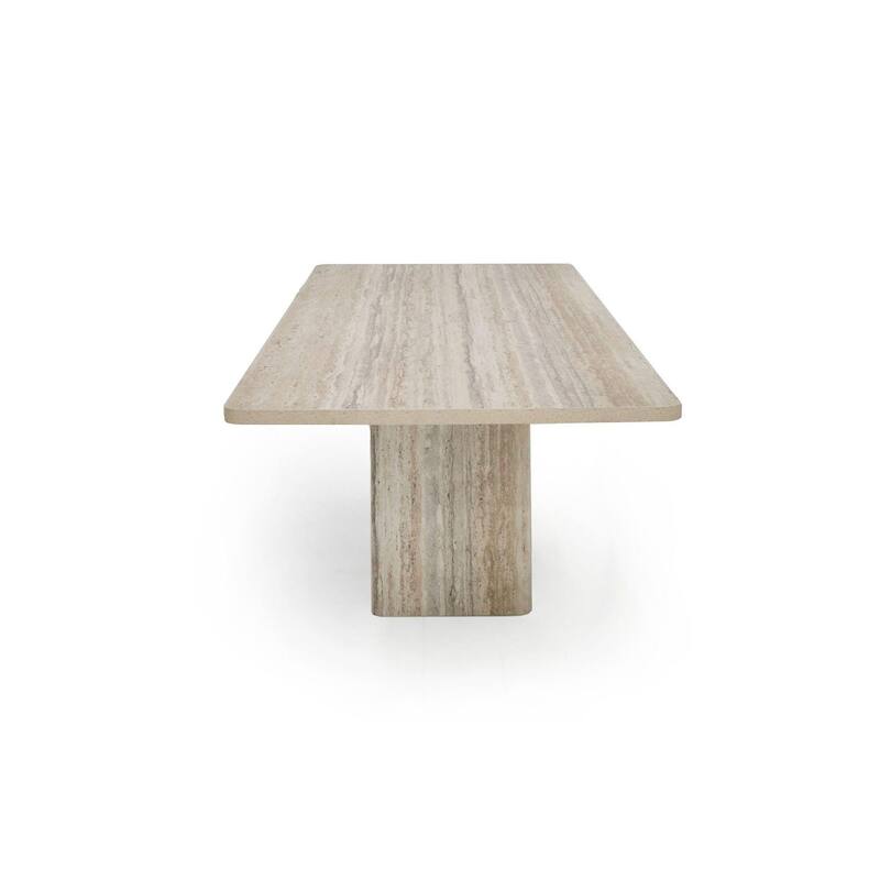 Noe Mali 96 Inch Dining Table, Rectangular, Double Pedestal Base, Gray Wood