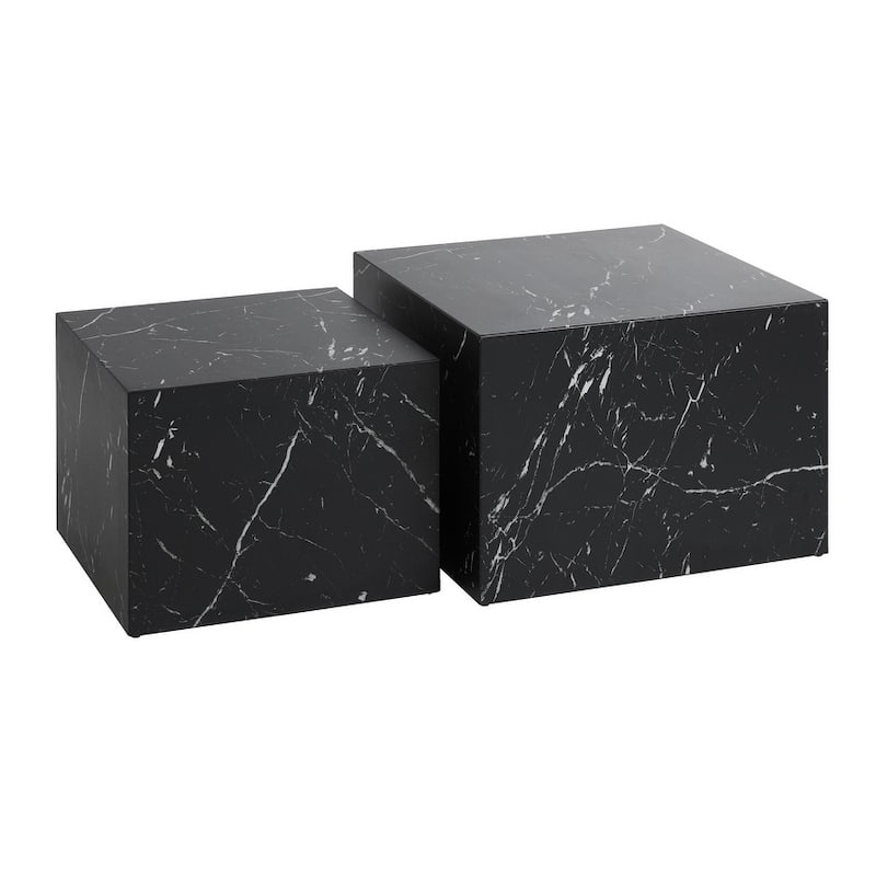 Caffoz Modern Square Faux Marble Nesting Coffee Tables - Set of 2
