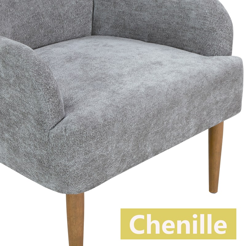 Modern Chenille Armchair Comfy Accent Chair with Wood Legs
